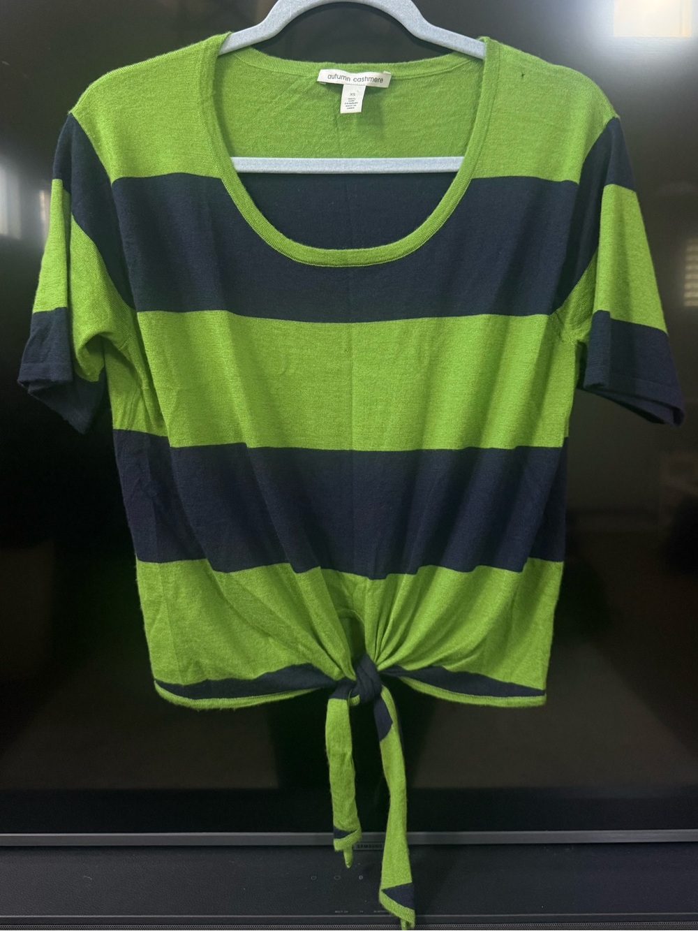 Autumn Cashmere Striped Cashmere Short Sleeve Sweater